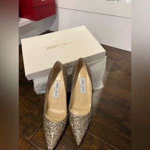 Jimmy Choo gold glitter pumps